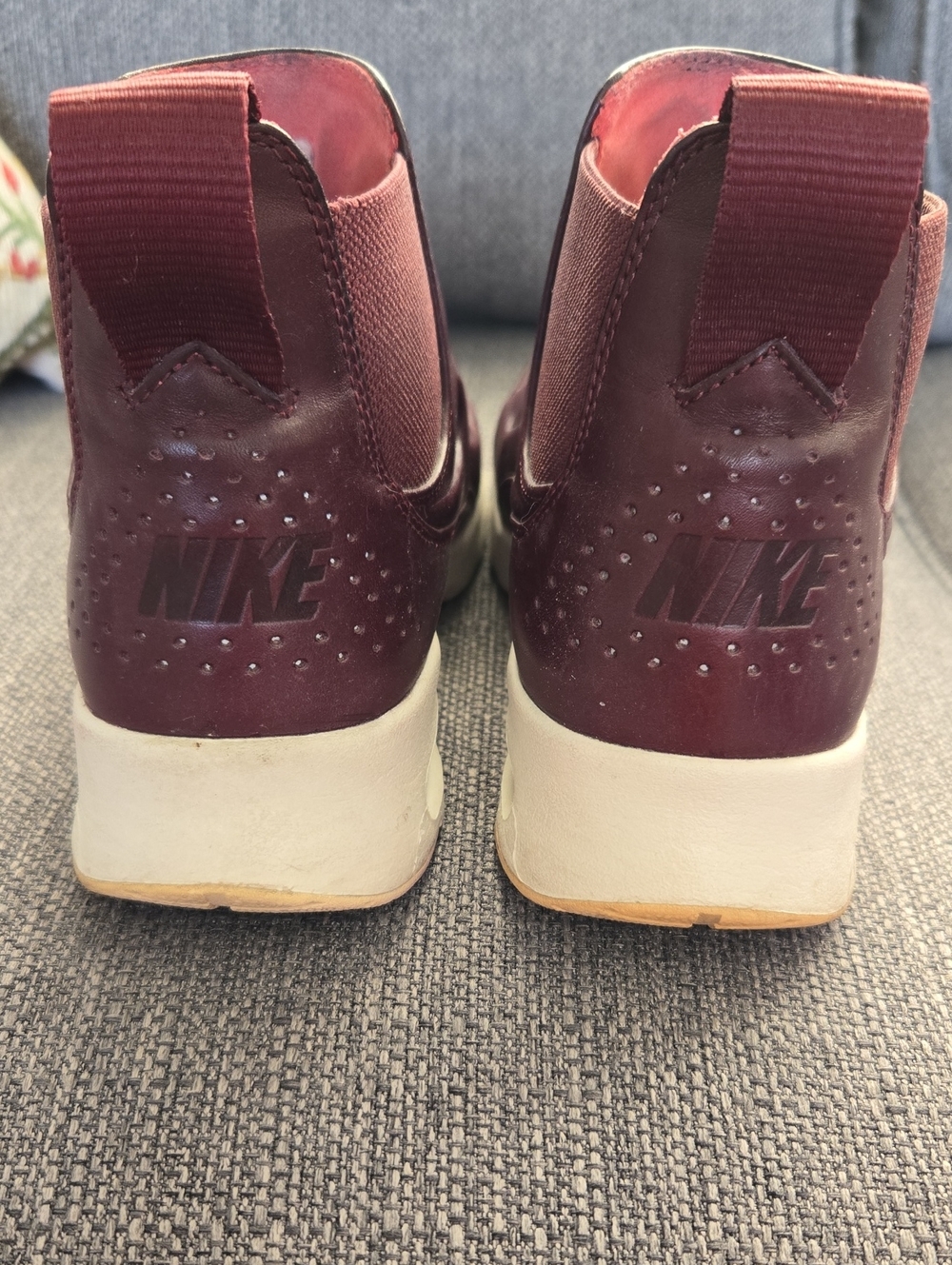 Nike Kids Burgundy Slip-On Sneakers with White Sole
